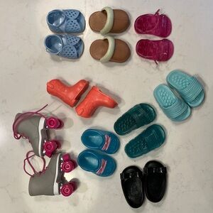 Assorted Kids Doll Shoes Pack — Black, Blue, Pink, Teal, Coral, Brown